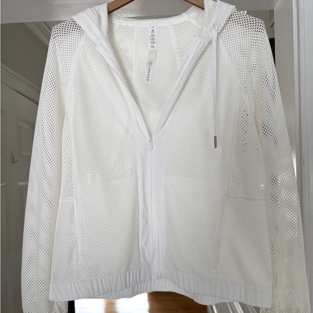 Lululemon White Mesh Zip-Up Hoodie size 10.